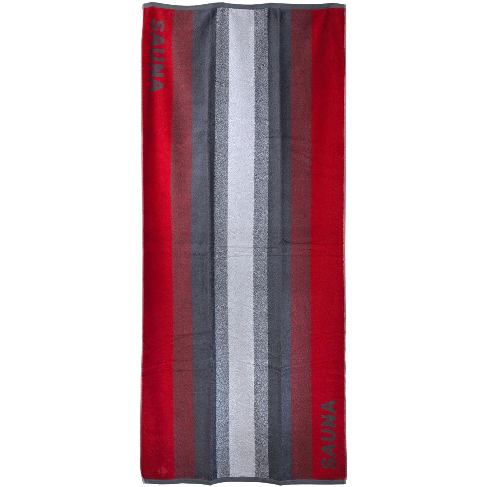 Drap de sauna 85x200 cm pur coton collection SAUNA à rayures rouge