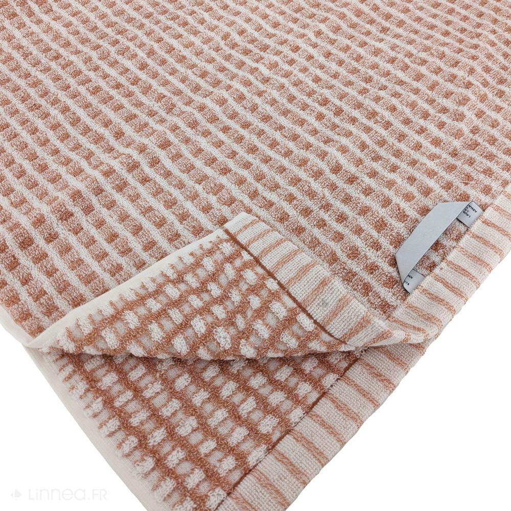 Drap de douche 70x140 cm pur coton motifs quadrillés collection GLOW marron