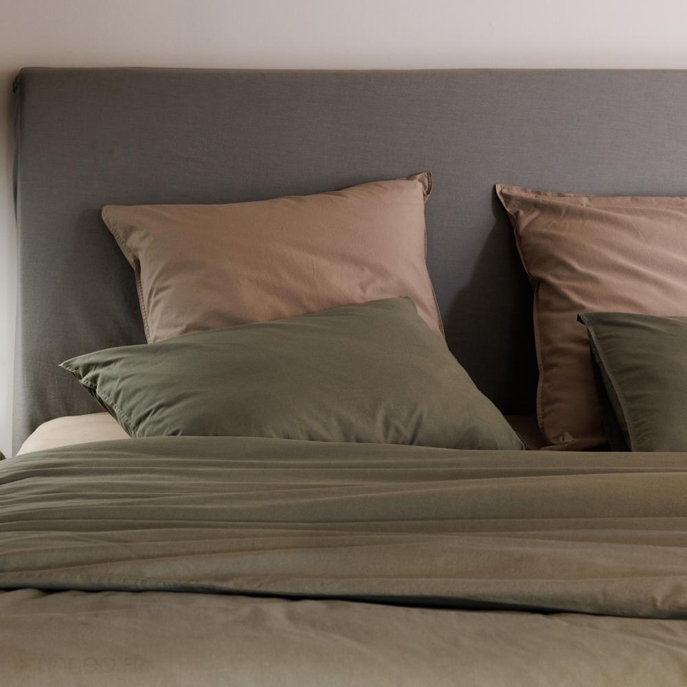 Drap housse 160x200 cm pur coton collection PALACE vert mousse