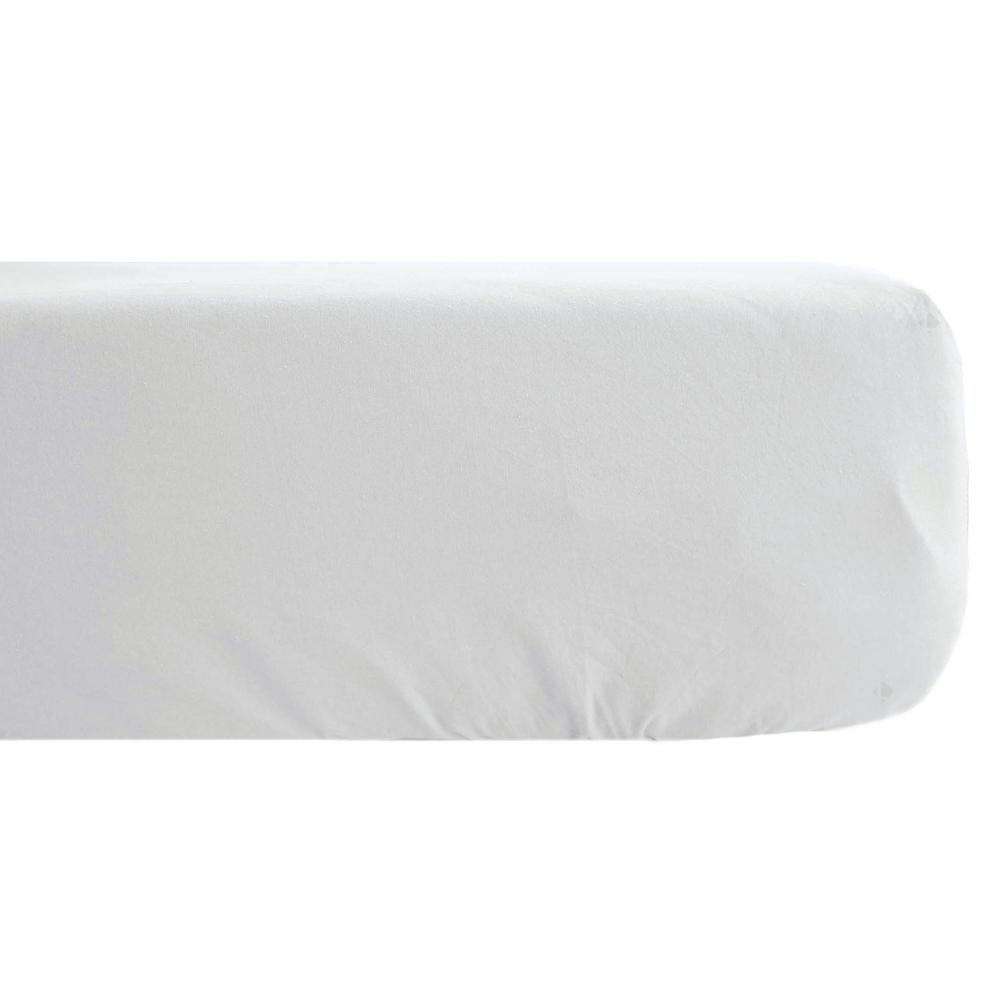Drap housse 200x200 cm pur coton collection PALACE blanc neige bonnet 35 cm