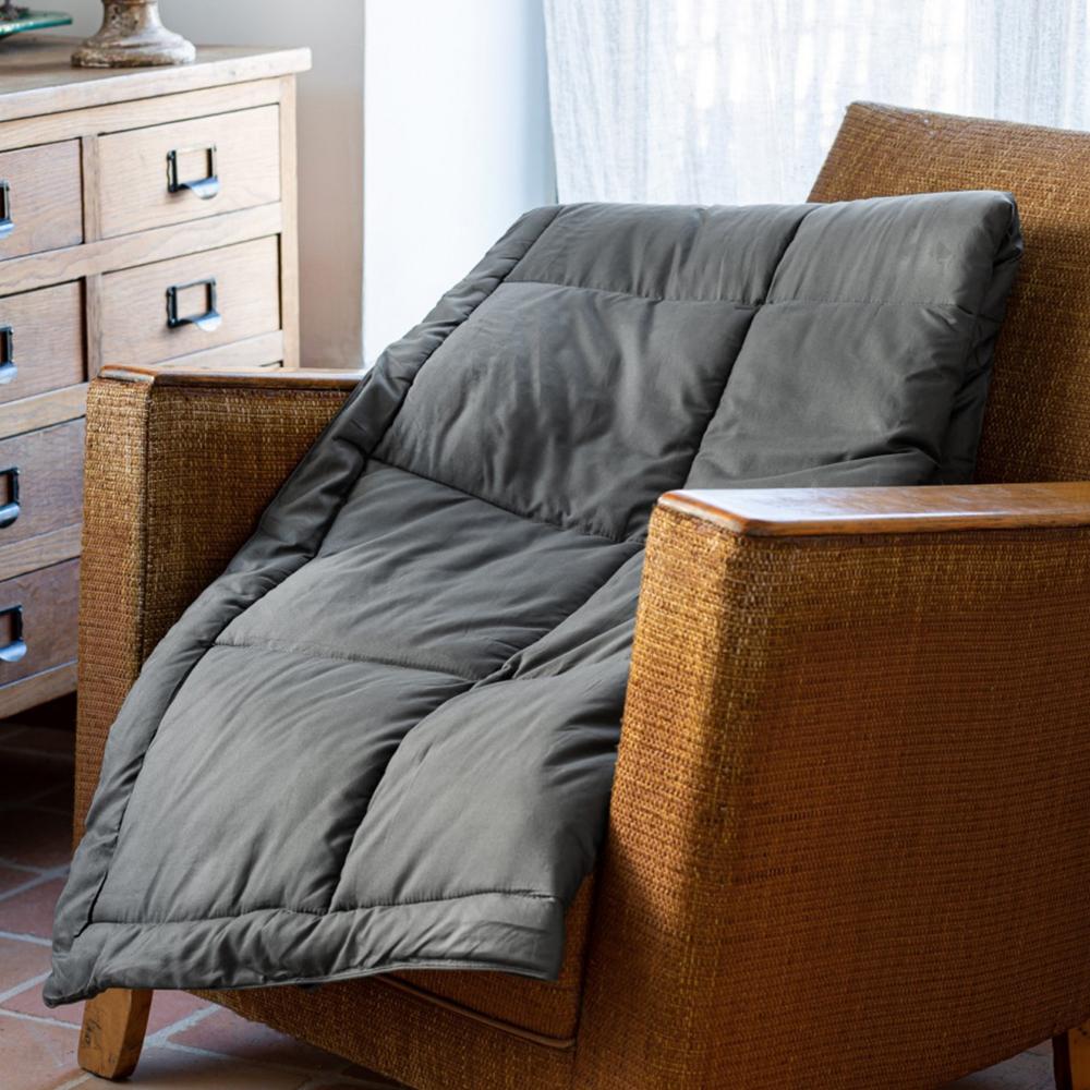 Edredon en polyester et microfibre 140x160 cm LAZY gris acier