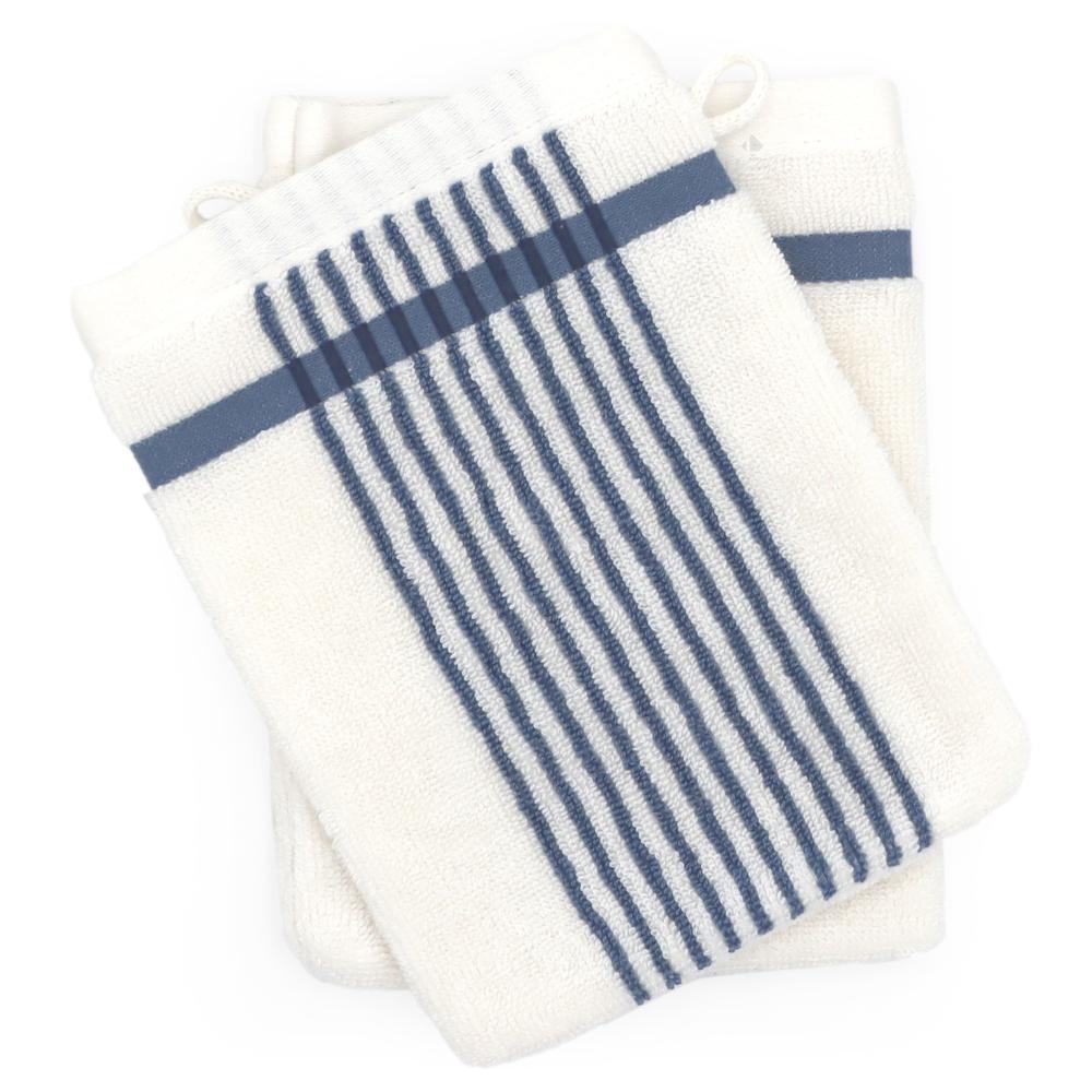 Lot de 2 gants de toilette 16x21 cm coton RIBBON bleu