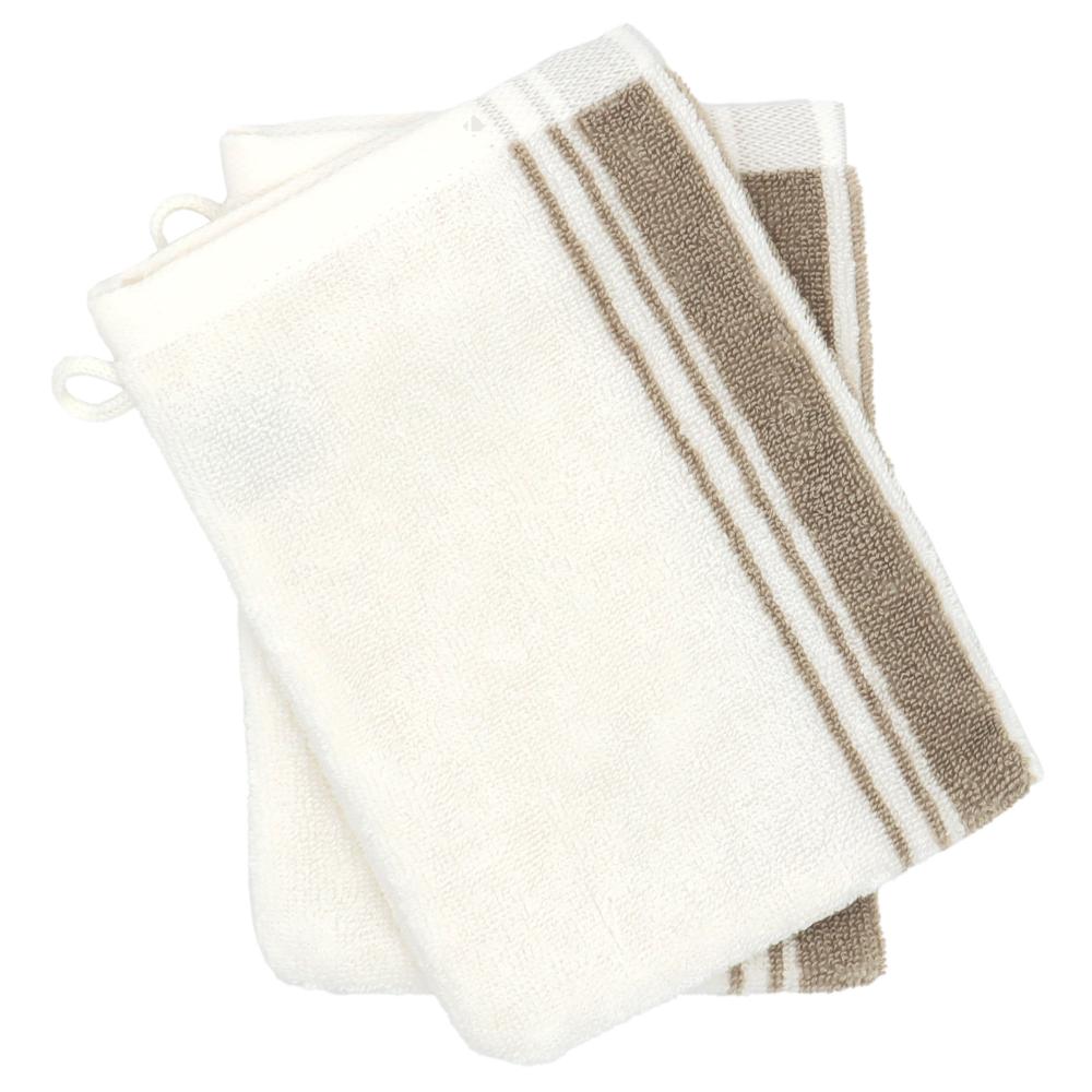 Lot de 2 gants de toilette 16x21 cm coton RIBBON II beige