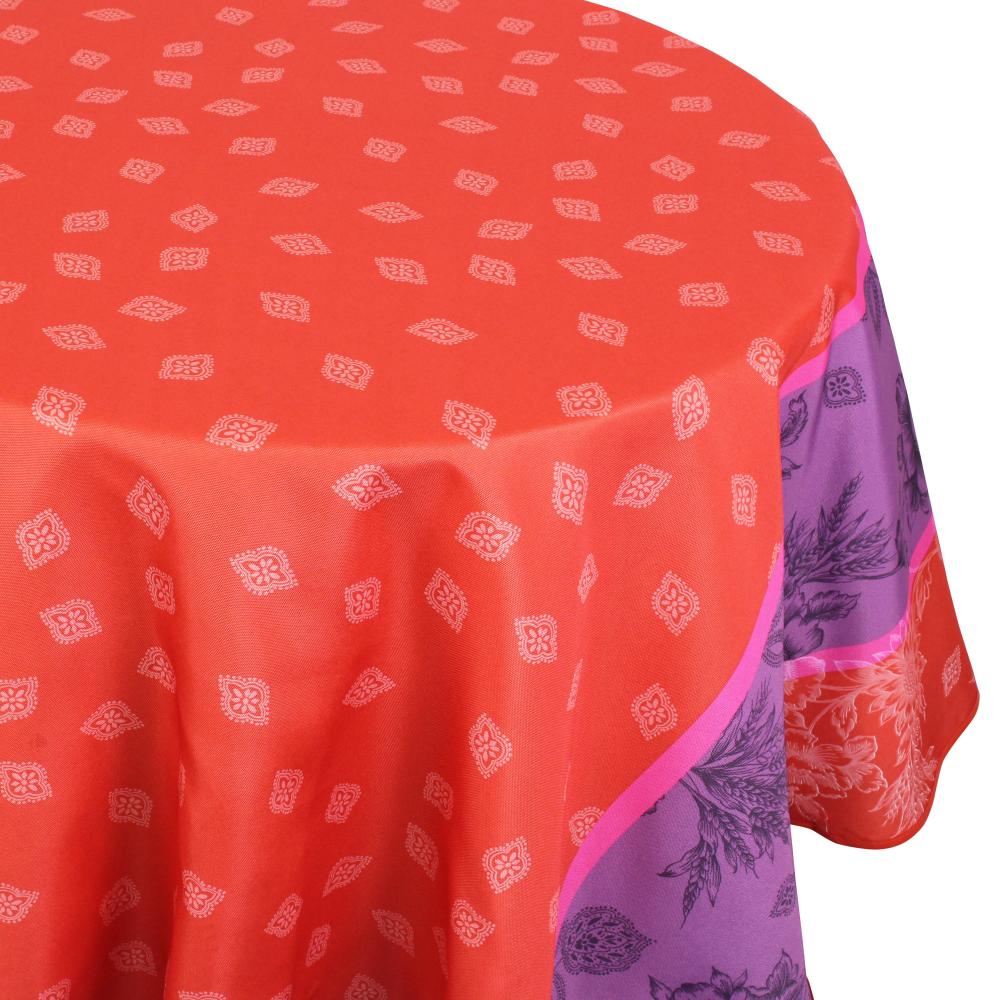 Nappe ovale 180x240 cm imprimée 100% polyester GARRIGUE Florale rouge Carmin