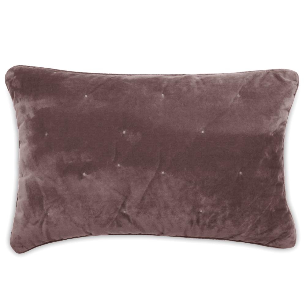 Housse de coussin 40x60 GIPSY velours piquage points brodés gris Bison