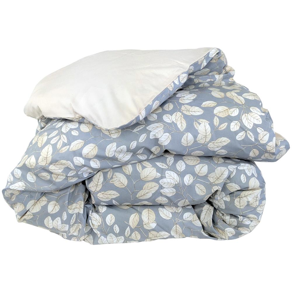 Housse de couette 260x240 cm en percale 100% coton LISON gris