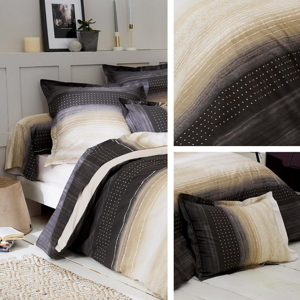 Housse de couette 280x240 cm Percale pur coton JAZZ GRIS