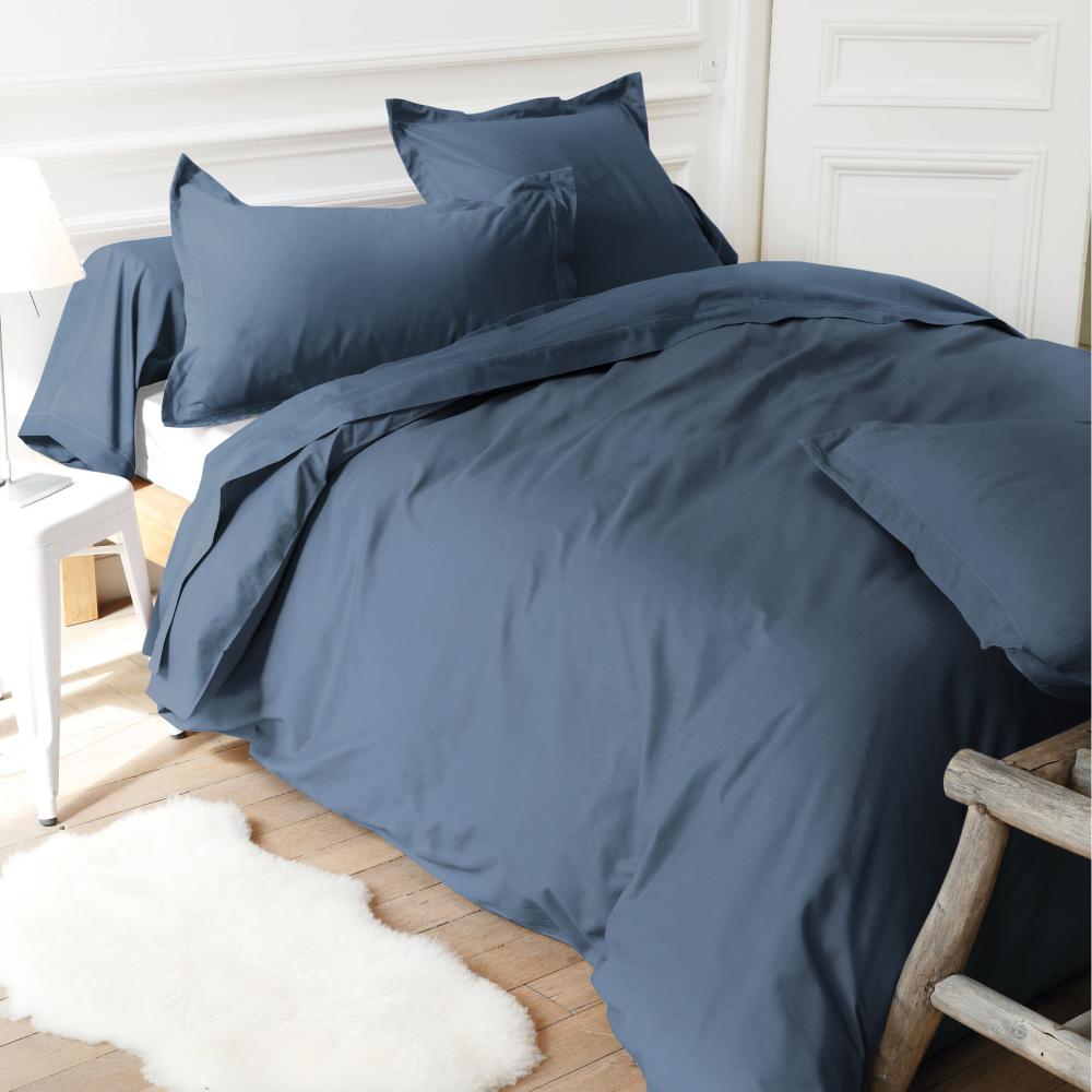Housse de couette uni 300x240 cm 100% coton ALTO bleu Jean