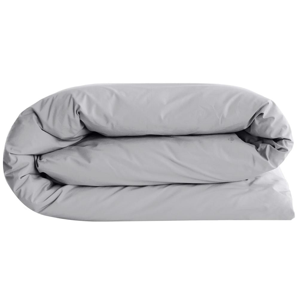 Housse de couette uni 260x240 cm percale de coton MANOIR gris Acier
