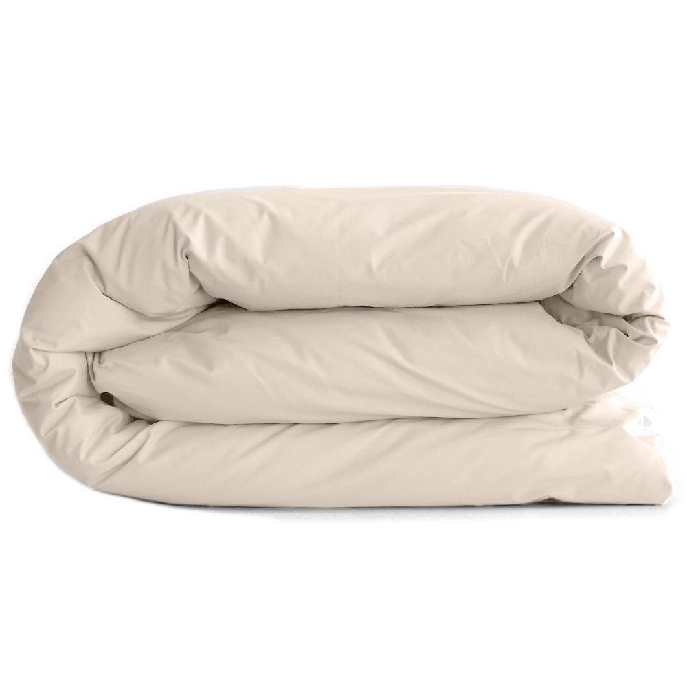Housse de couette uni 260x240 cm percale de coton MANOIR blanc Naturel