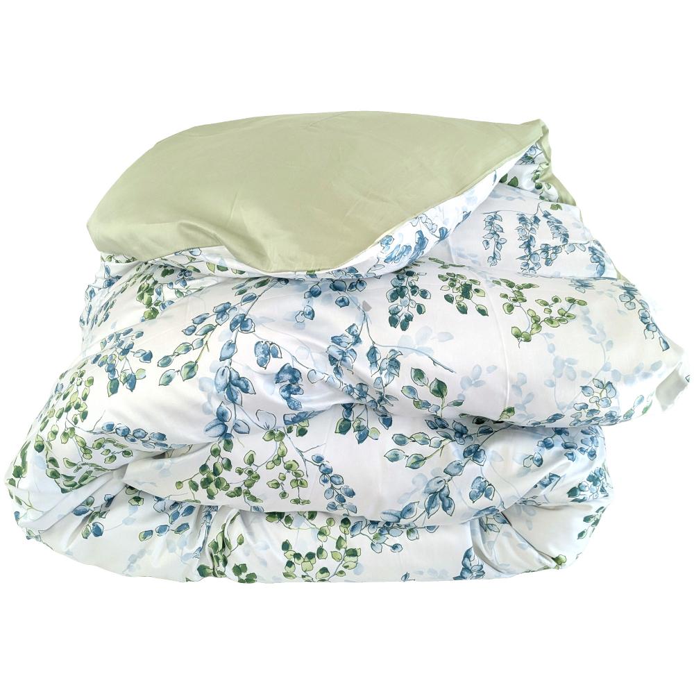 Housse de couette 280x240 cm satin de coton ANGÈLE vert tilleul