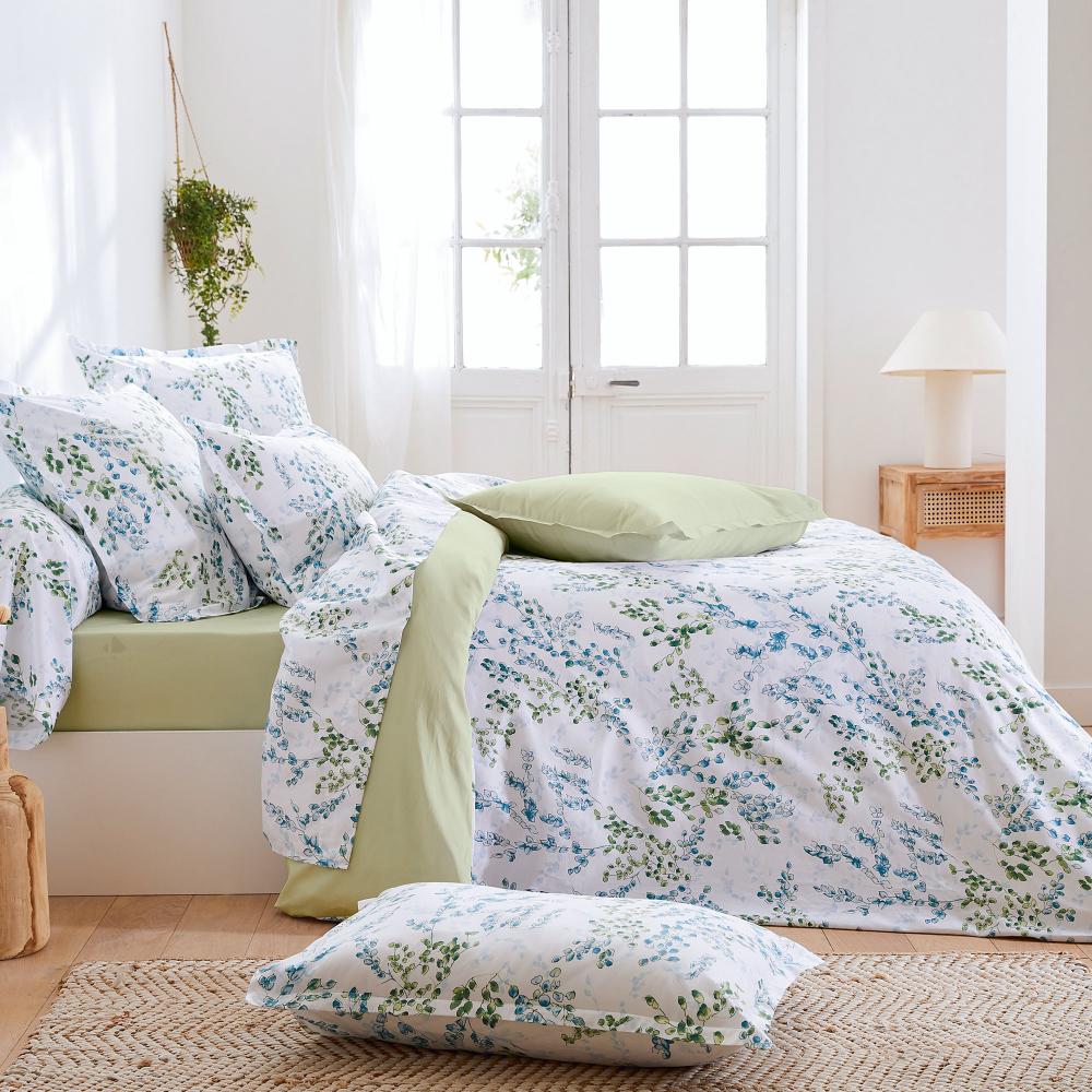 Housse de couette 280x240 cm satin de coton ANGÈLE vert tilleul