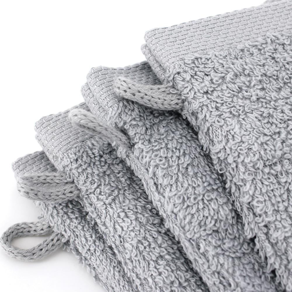 Lot de 12 gants de toilette 16x21 cm ALPHA gris Argent