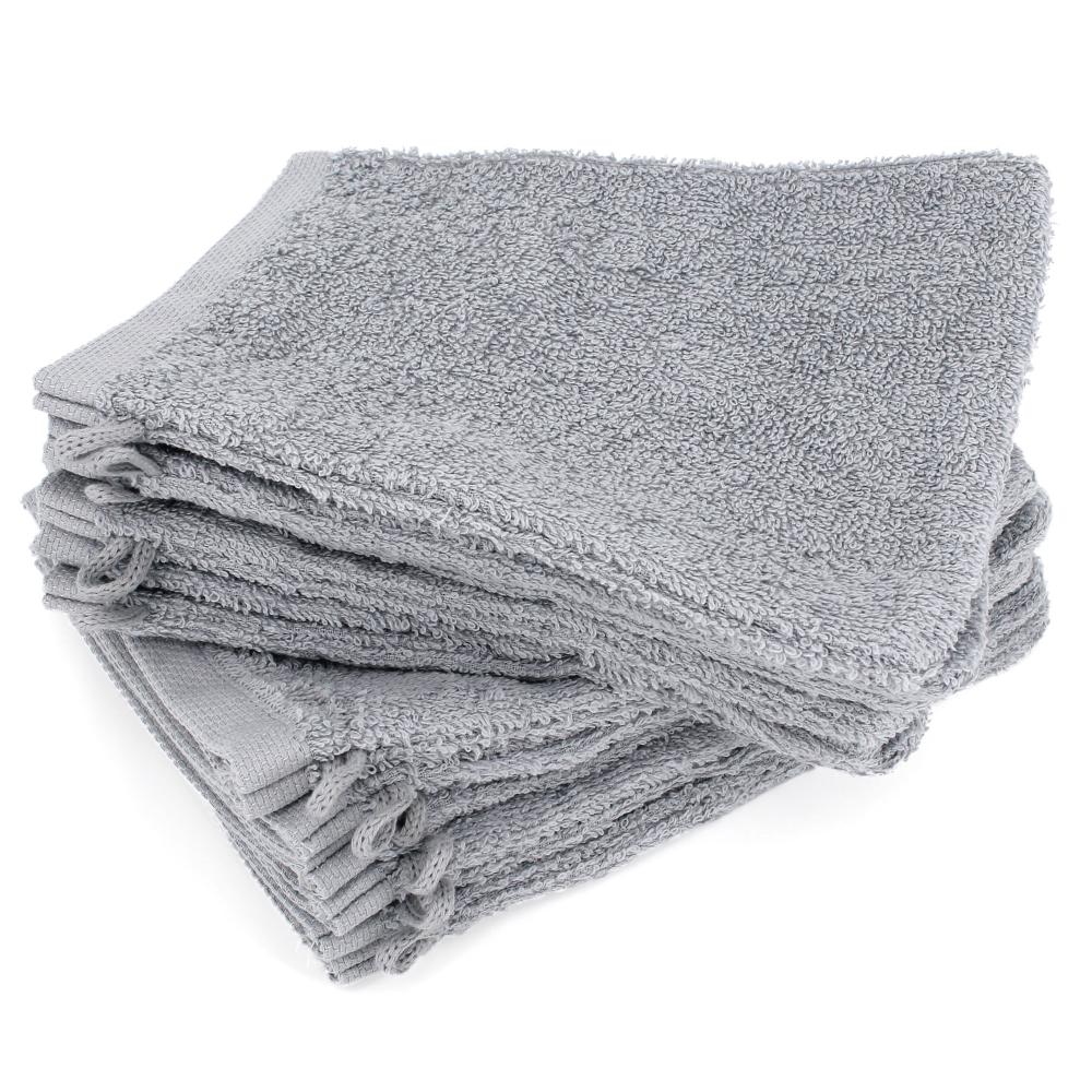 Lot de 12 gants de toilette 16x21 cm ALPHA gris Argent