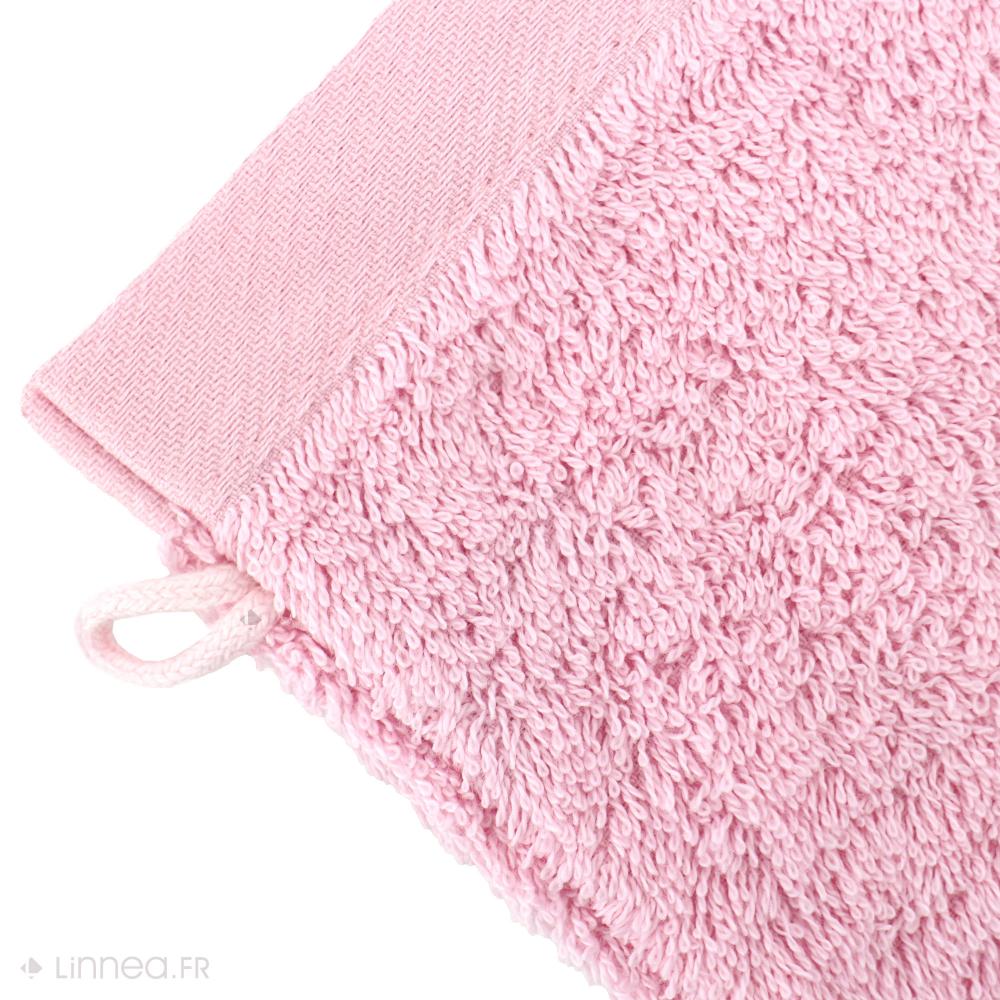 Lot de 2 gants de toilette 16x21 cm 100% coton peigné ALBA rose bonbon