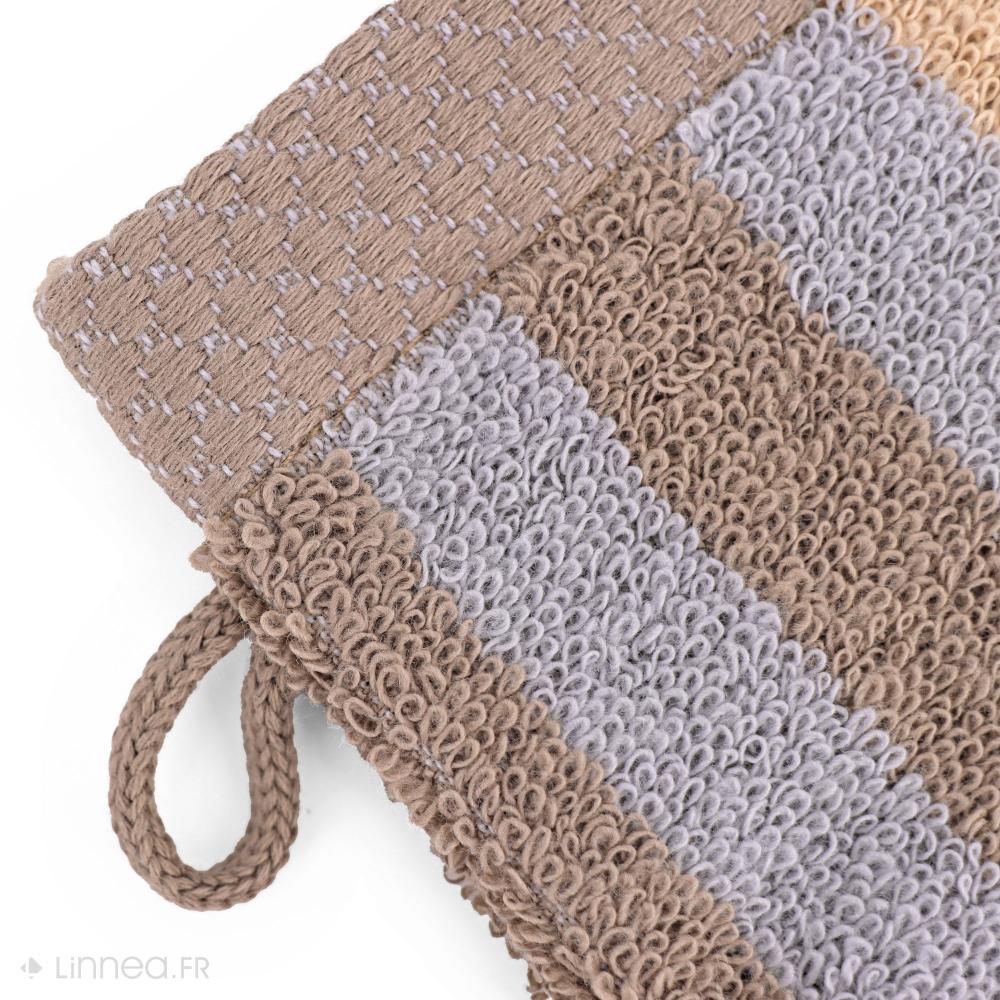 Lot de 2 gants de toilette 16x21 cm PURE STRIPES beige