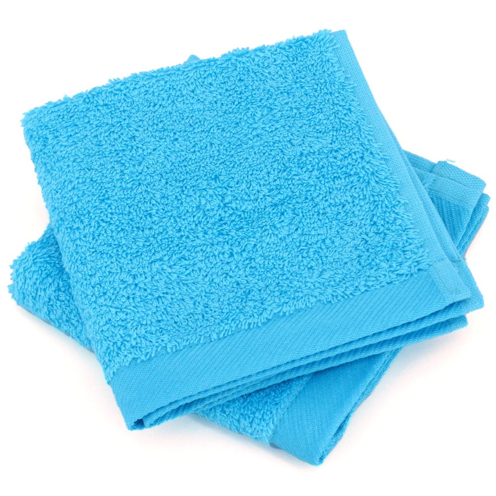 Lot de 2 serviettes invité 30x30 cm 100% coton peigné ALBA bleu océan