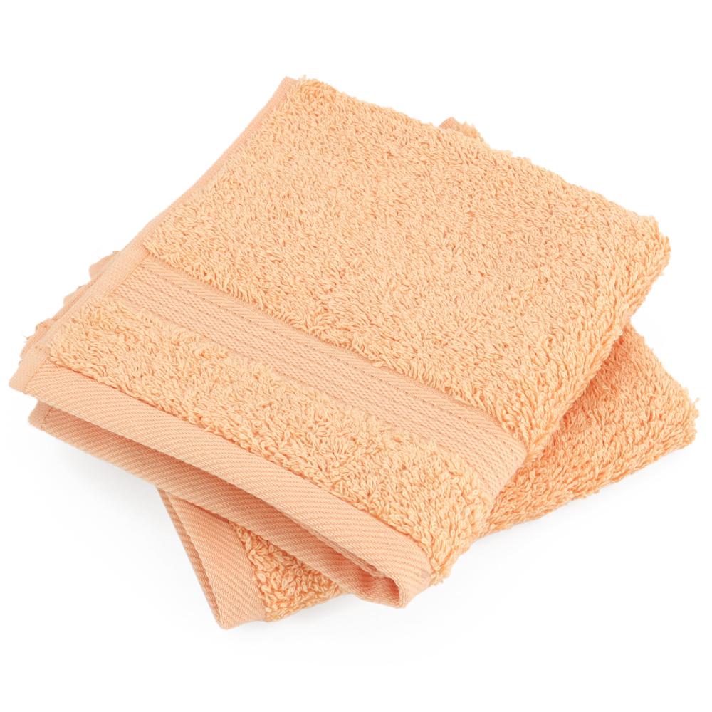 Lot de 2 serviettes invité 30x30 cm LUXOR orange aurore