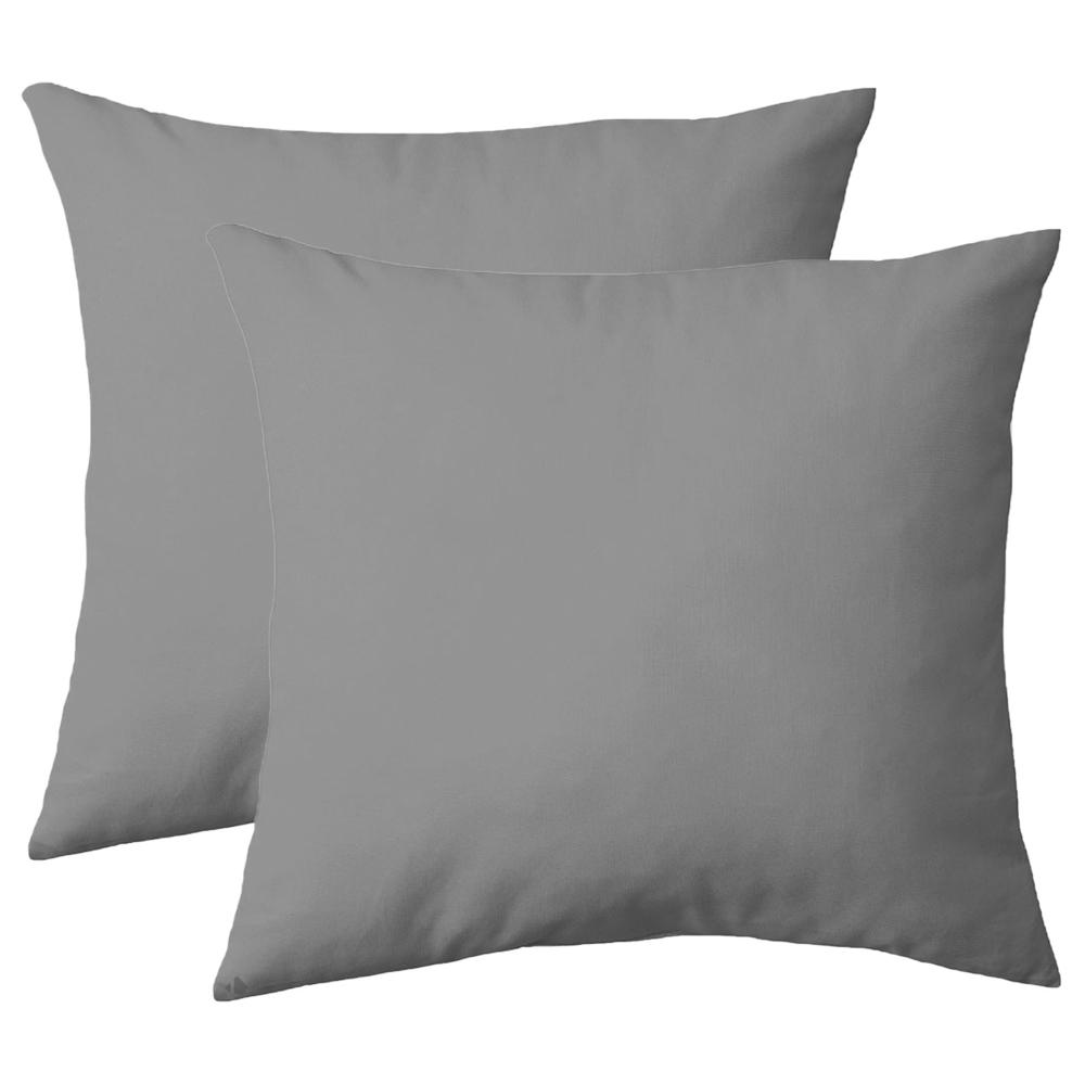 Lot de 2 taies d'oreiller 63x63 cm polyester microfibre LAGO anthracite