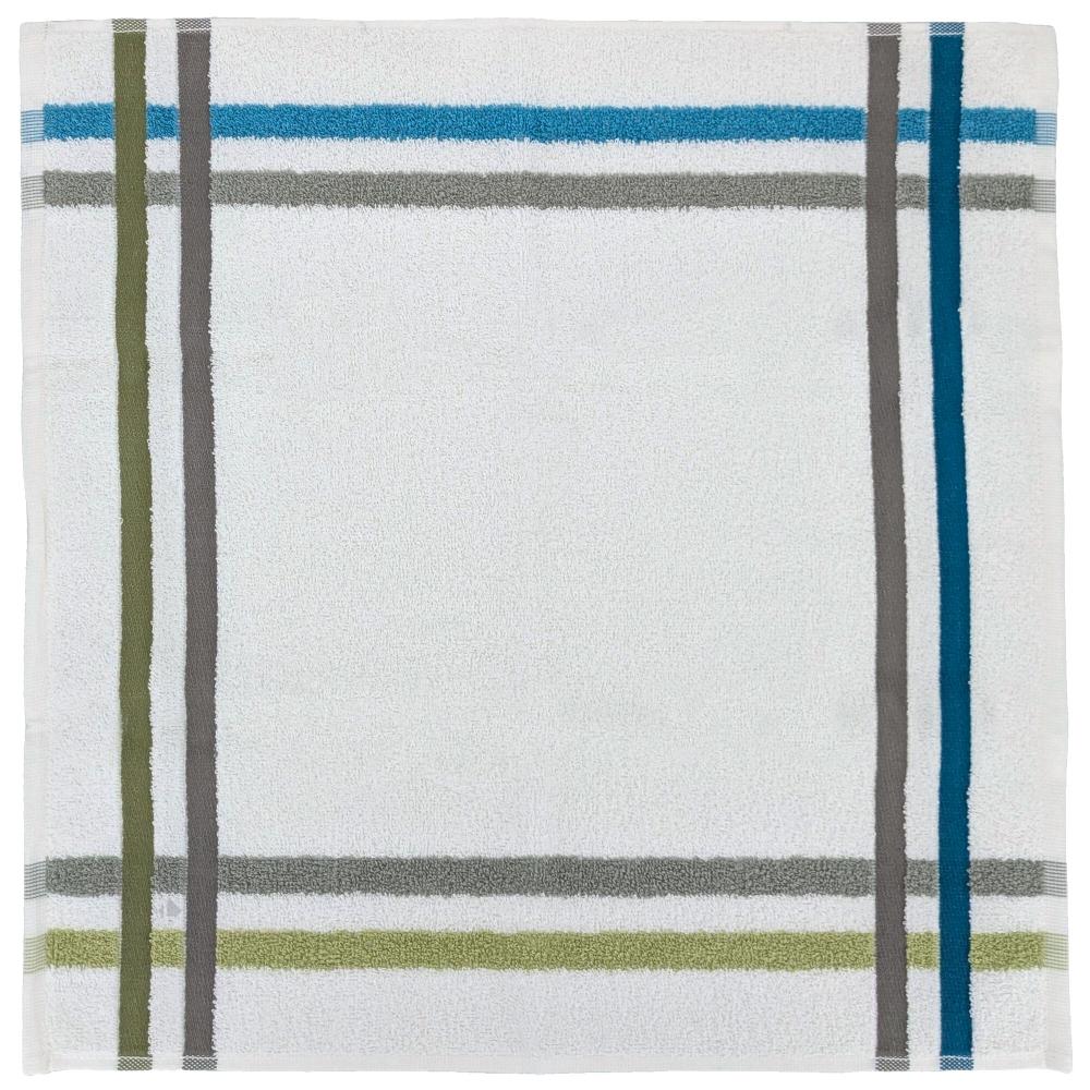 Lot de 2 torchons de cuisine éponge 50x50 cm collection LINE bleu/vert