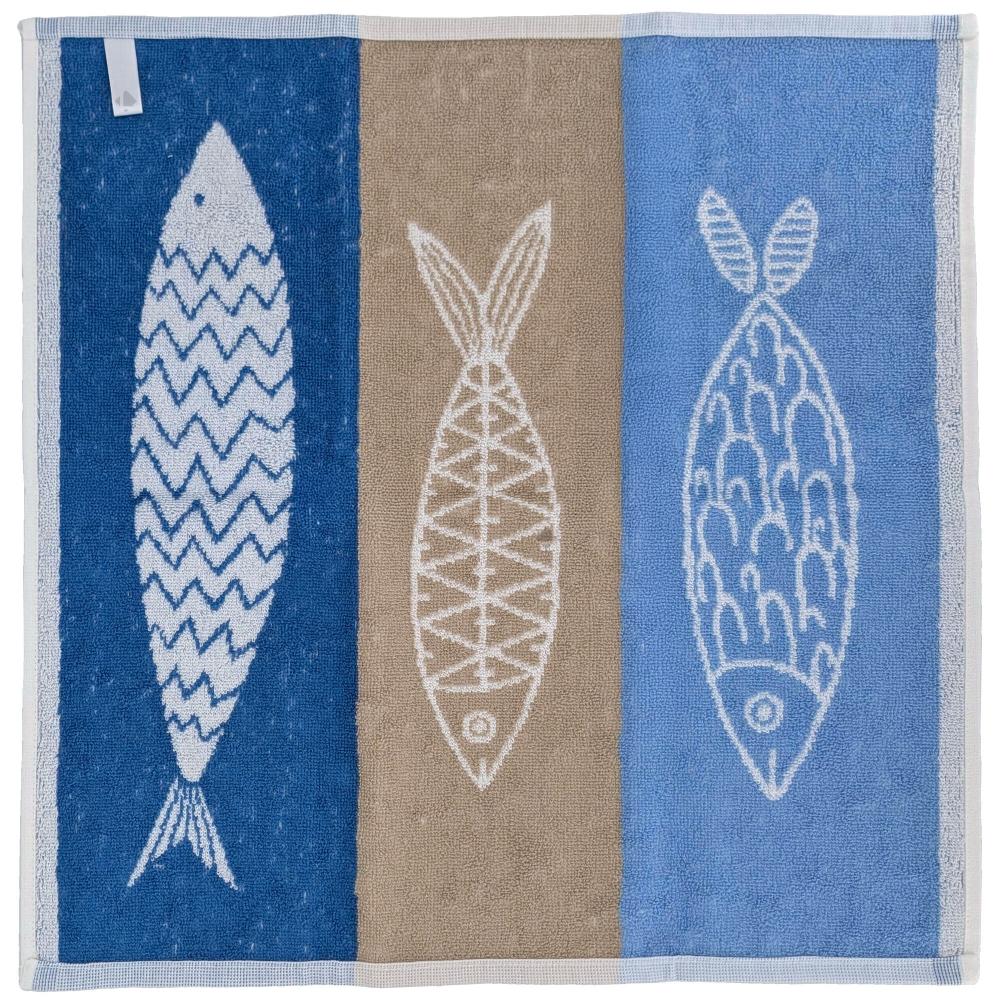 Lot de 2 torchons de cuisine éponge 50x50 cm collection MARIS bleu