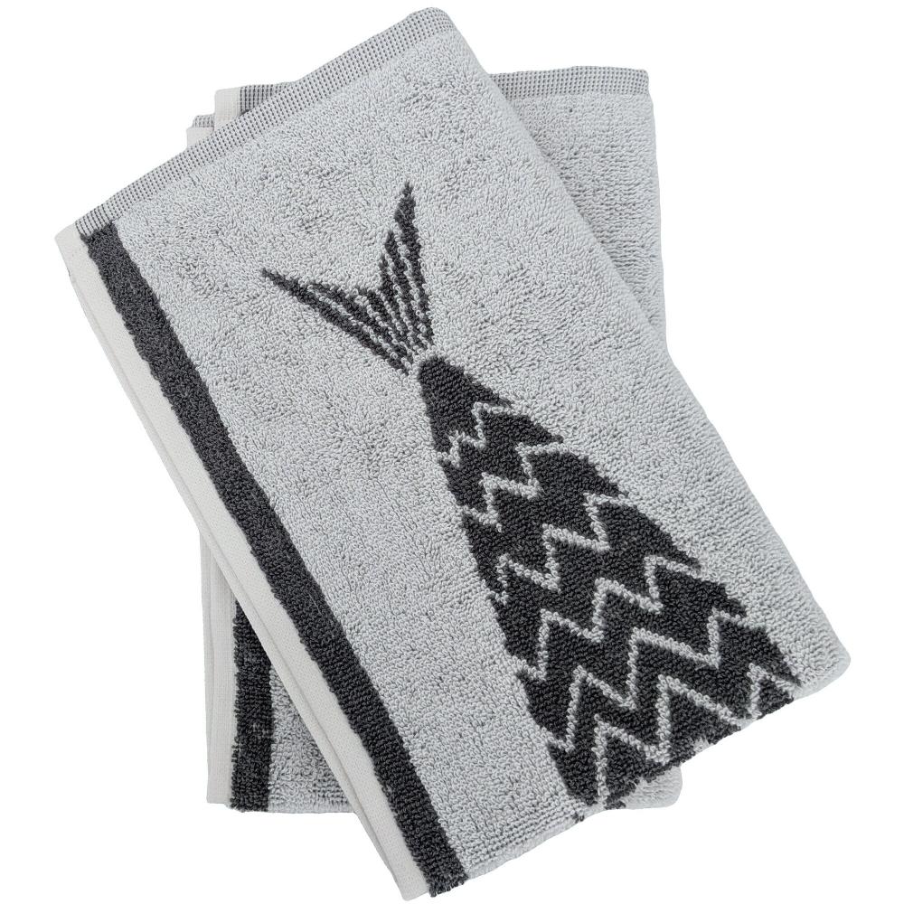 Lot de 2 torchons de cuisine éponge 50x50 cm collection MARIS gris