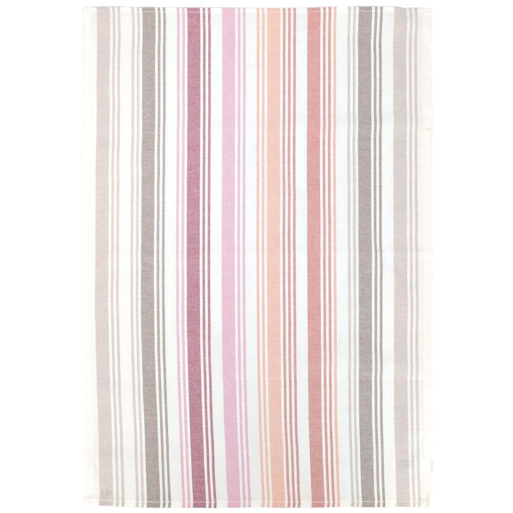 Lot de 2 torchons de cuisine toile 50x70 cm LINE rose/orange