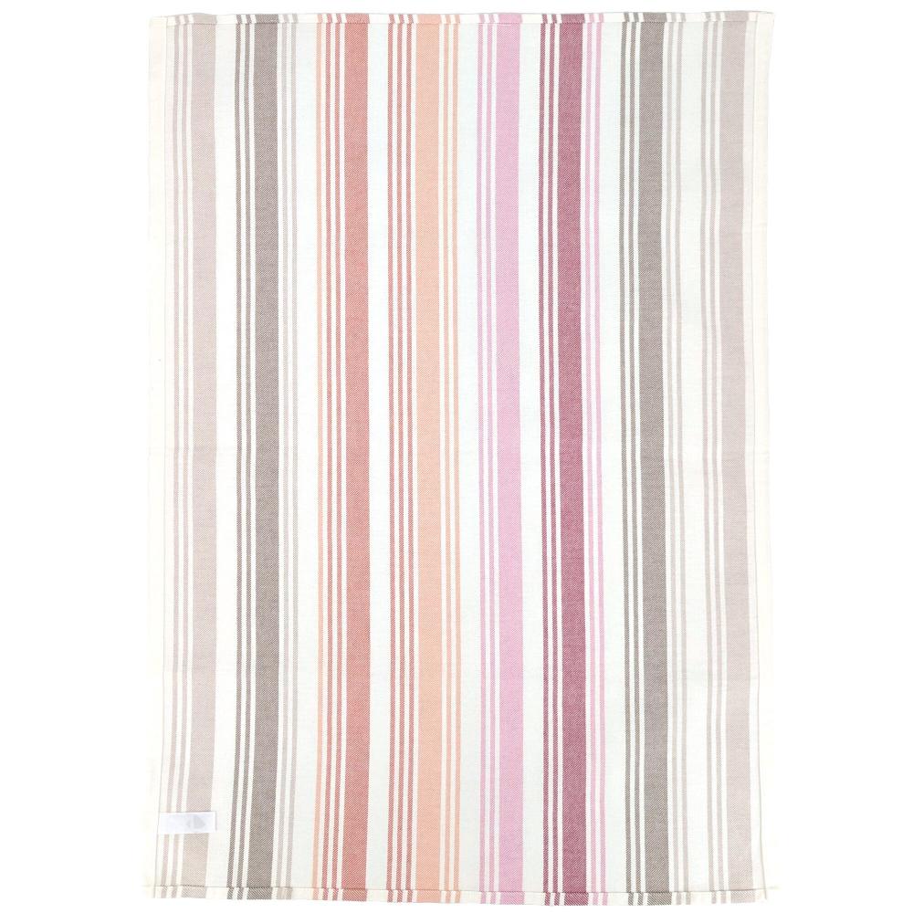 Lot de 2 torchons de cuisine toile 50x70 cm LINE rose/orange