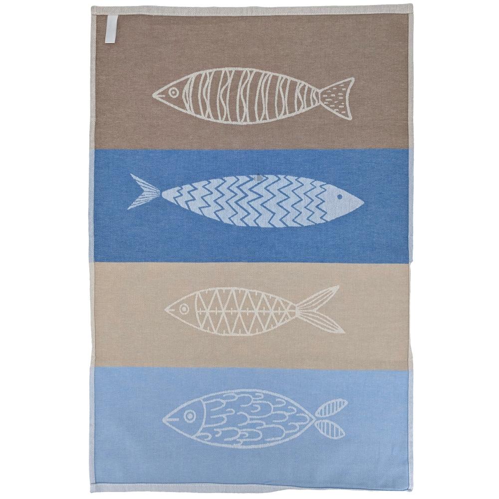 Lot de 2 torchons de cuisine toile 50x70 cm collection MARIS bleu