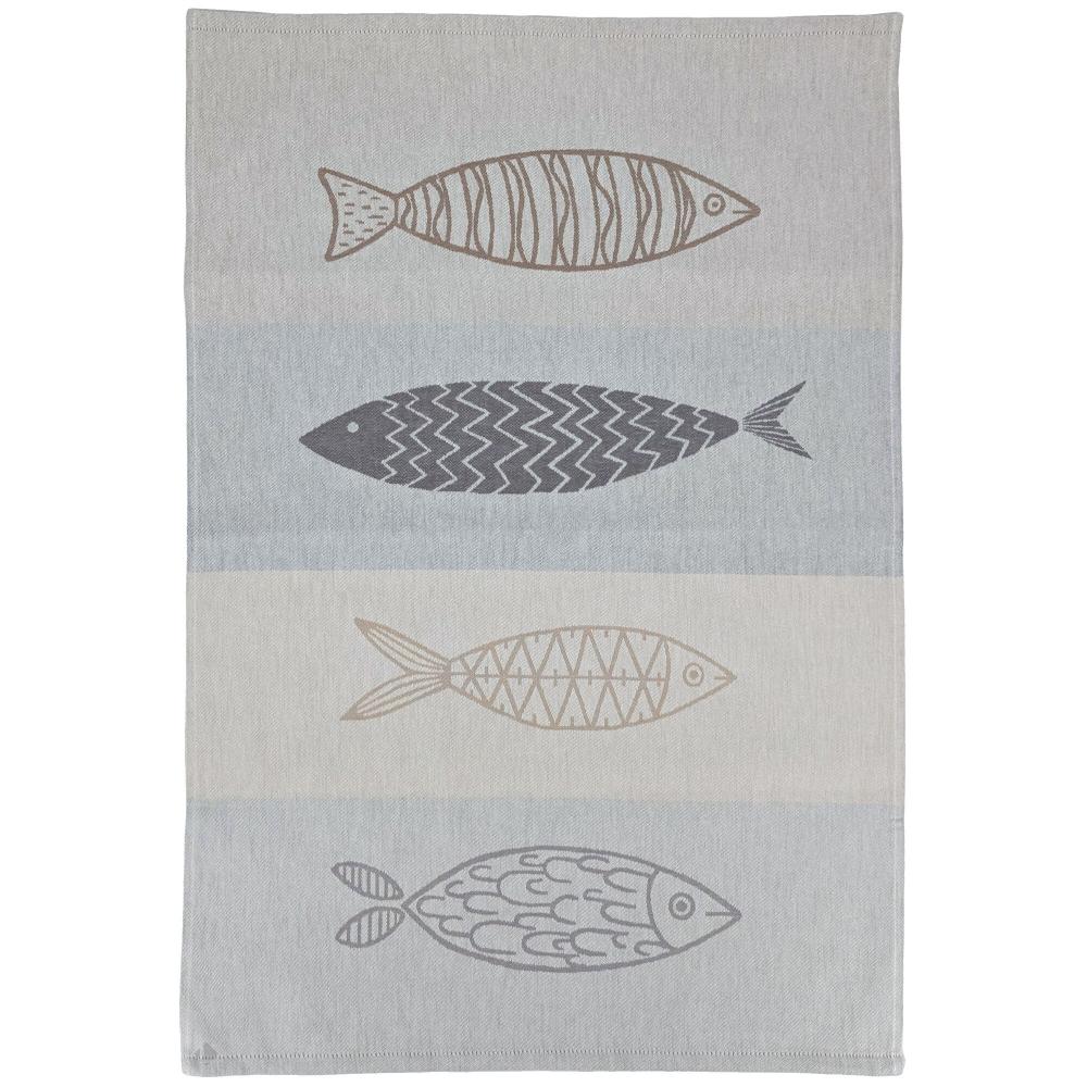 Lot de 2 torchons de cuisine toile 50x70 cm collection MARIS gris