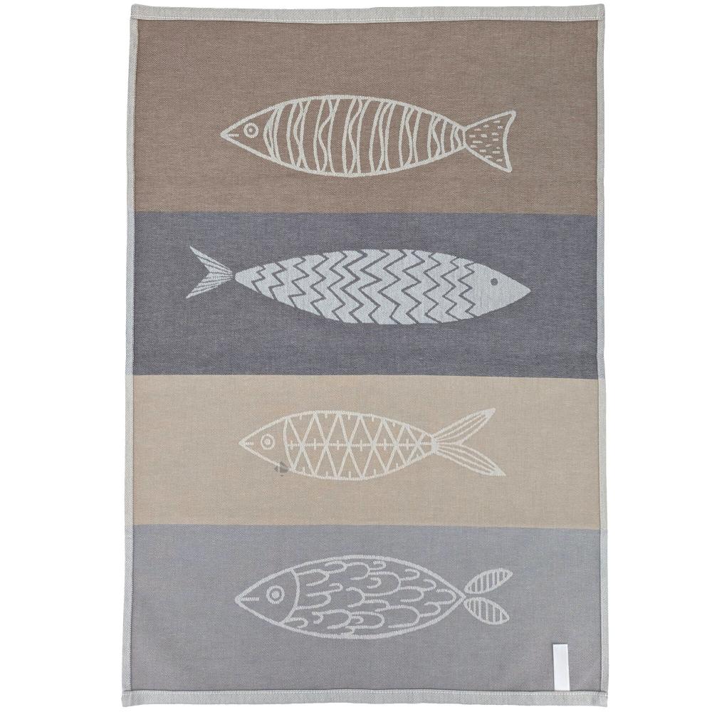 Lot de 2 torchons de cuisine toile 50x70 cm collection MARIS gris