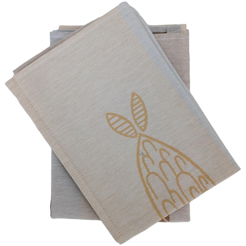 Lot de 2 torchons de cuisine toile 50x70 cm collection MARIS jaune