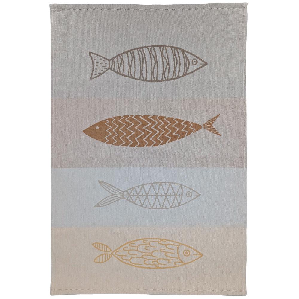 Lot de 2 torchons de cuisine toile 50x70 cm collection MARIS jaune
