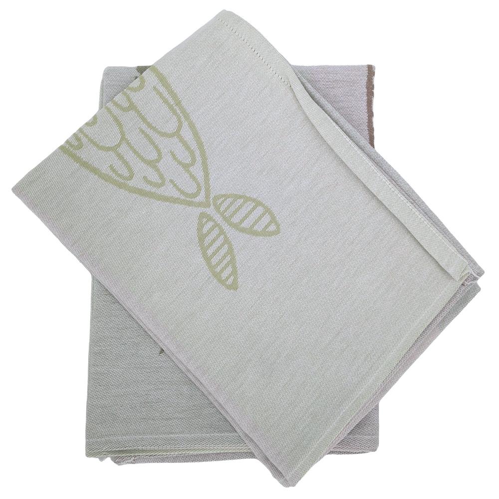 Lot de 2 torchons de cuisine toile 50x70 cm collection MARIS vert