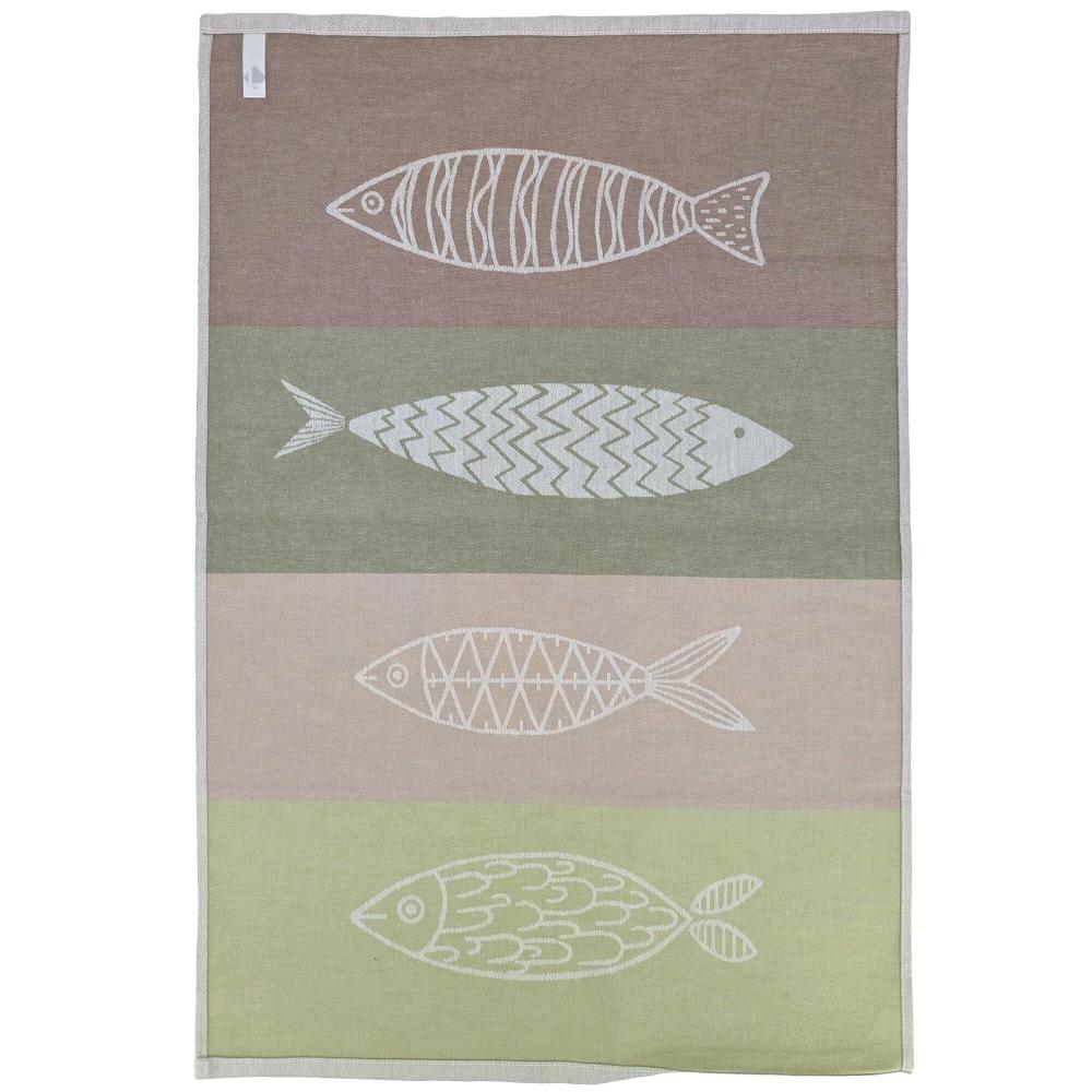 Lot de 2 torchons de cuisine toile 50x70 cm collection MARIS vert