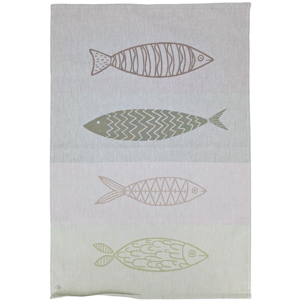 Lot de 2 torchons de cuisine toile 50x70 cm collection MARIS vert