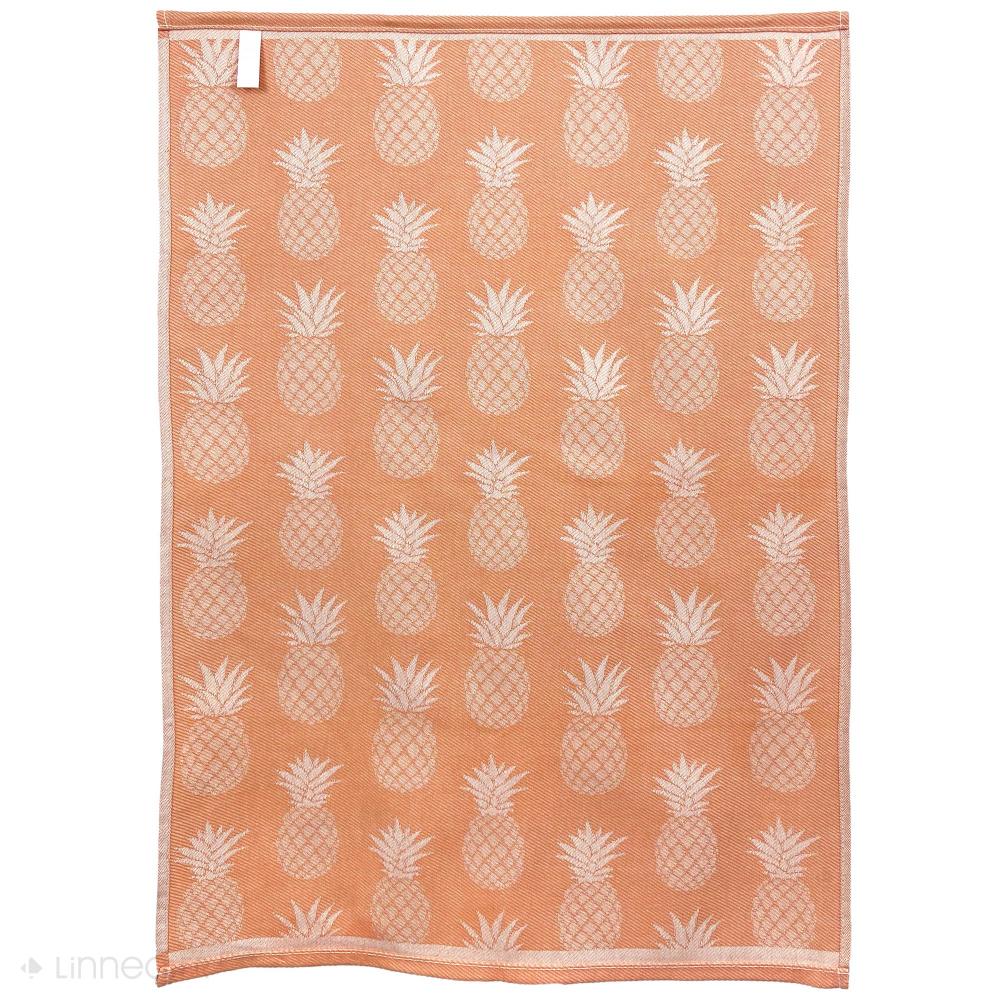 Lot de 2 torchons de cuisine toile 50x70 cm coton PINEAPPLE orange