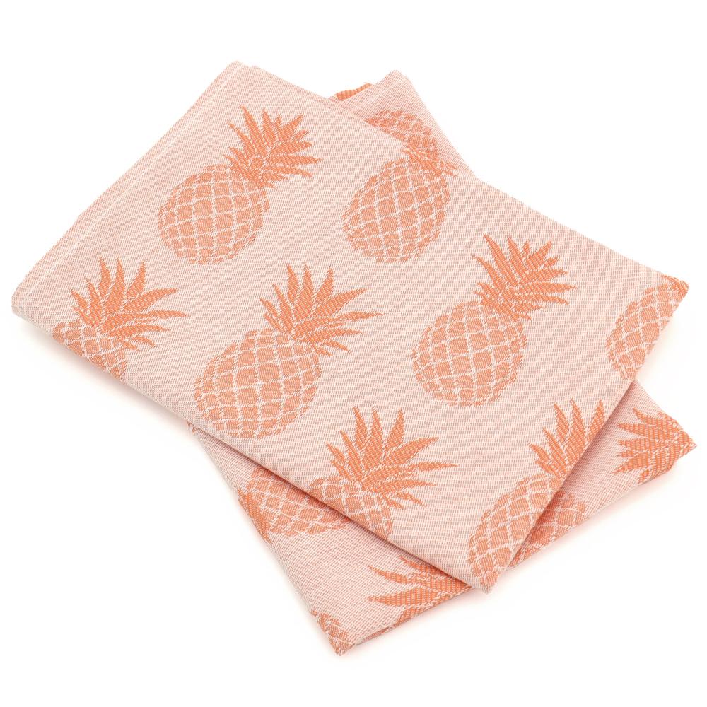 Lot de 2 torchons de cuisine toile 50x70 cm coton PINEAPPLE orange