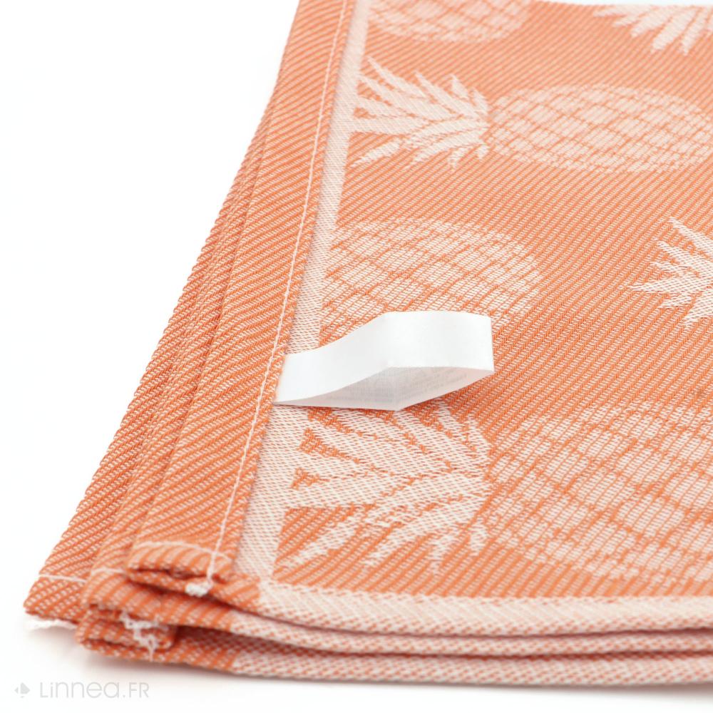 Lot de 2 torchons de cuisine toile 50x70 cm coton PINEAPPLE orange