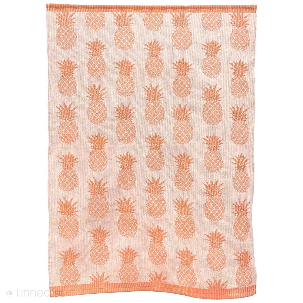 Lot de 2 torchons de cuisine toile 50x70 cm coton PINEAPPLE orange