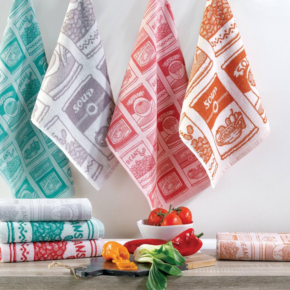 Lot de 2 torchons de cuisine toile 50x70 cm coton SOUP vert