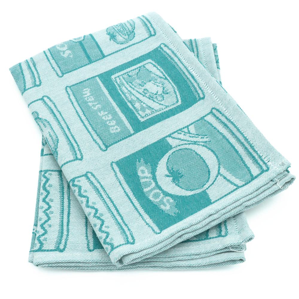 Lot de 2 torchons de cuisine toile 50x70 cm coton SOUP vert