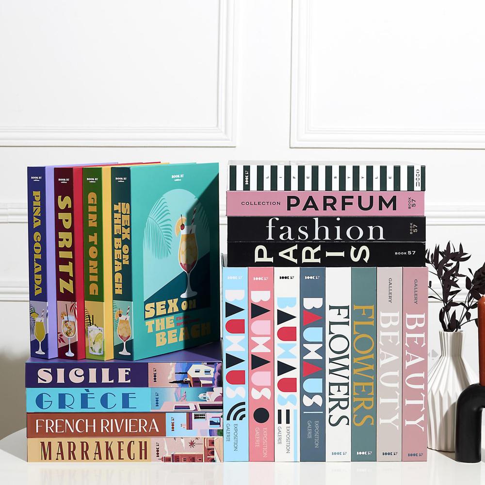 Lot de 4 livres de rangement collection COCKTAILS coloris multicolore