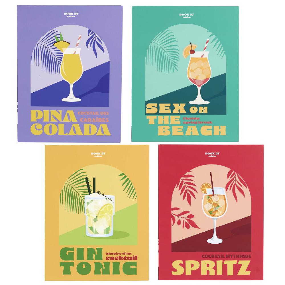 Lot de 4 livres de rangement collection COCKTAILS coloris multicolore