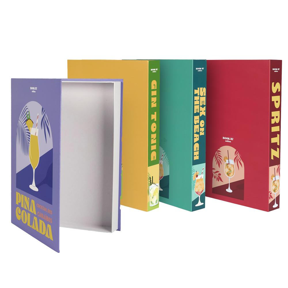 Lot de 4 livres de rangement collection COCKTAILS coloris multicolore