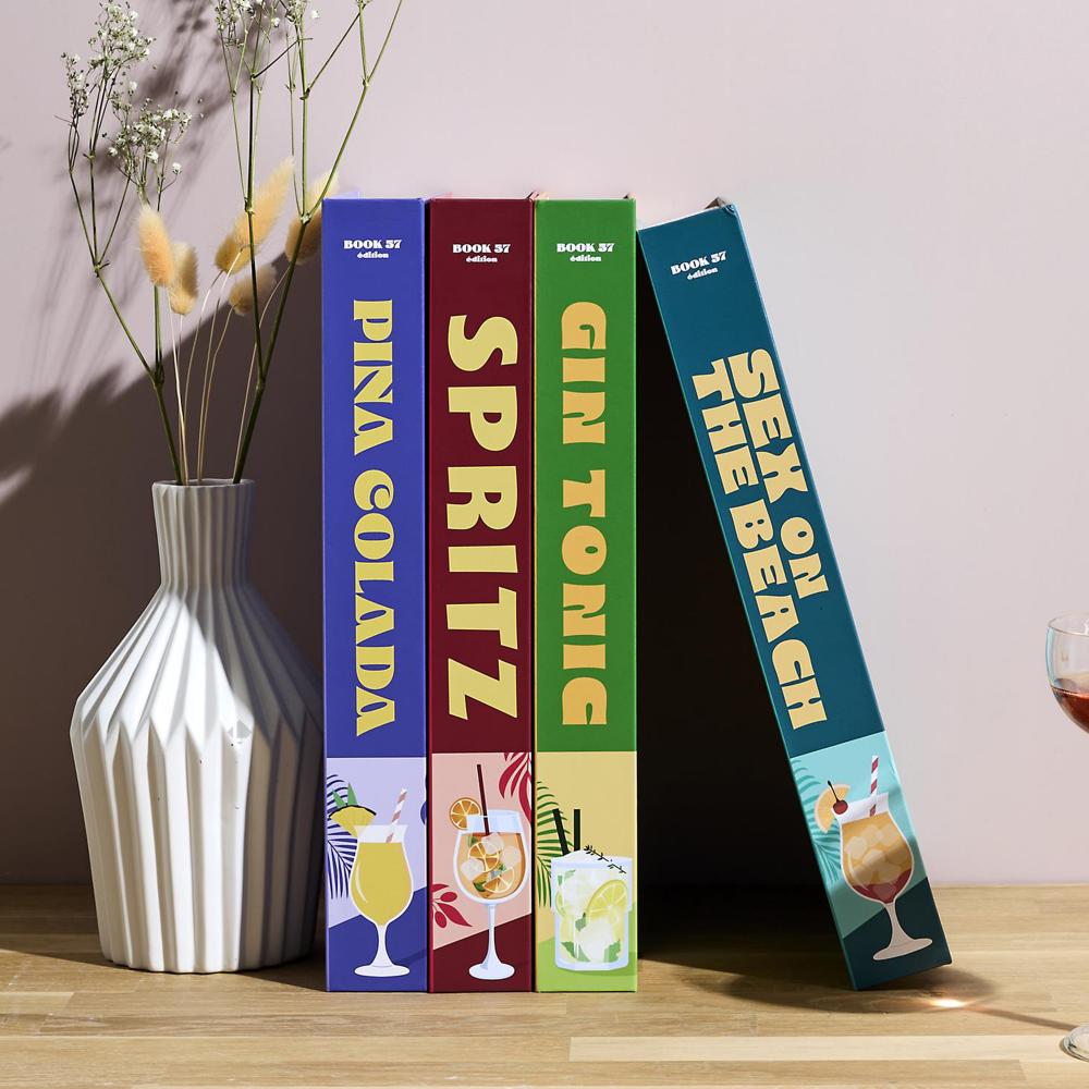 Lot de 4 livres de rangement collection COCKTAILS coloris multicolore