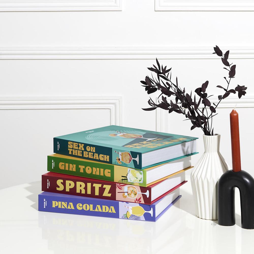 Lot de 4 livres de rangement collection COCKTAILS coloris multicolore