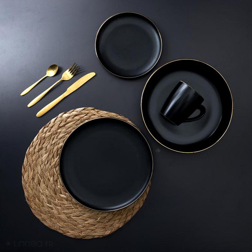 Lot de 6 assiettes à dessert MOSCOU noir