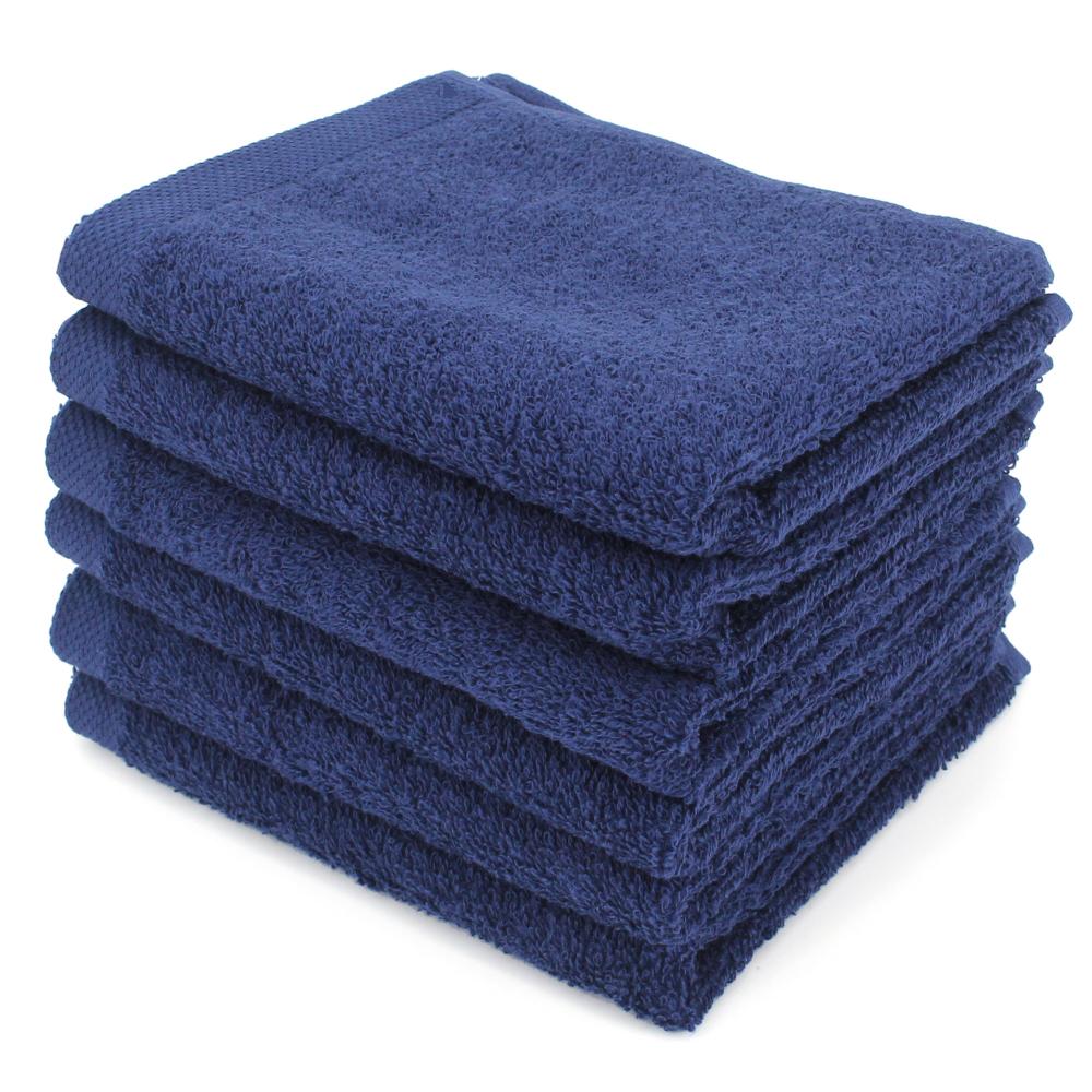 Lot de 6 serviettes invité 30x50 cm ALPHA bleu Marine