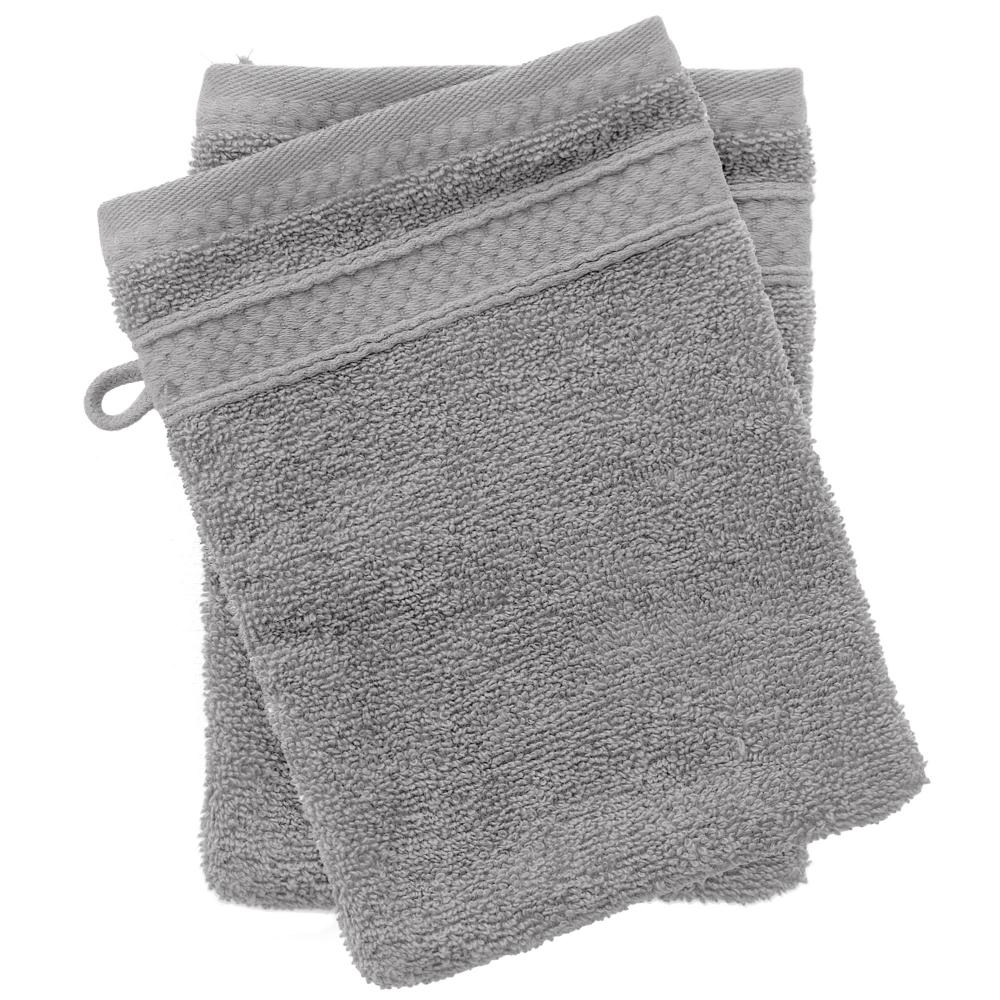 Lot de 2 gants de toilette coton 550 g/m2 NAÏA gris Perle